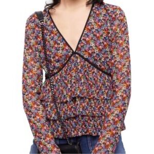 The Kooples Blazing Floral Ruffle Blouse French 1 size small